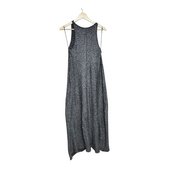 ZARA Long knit Silver Metallic Halter Dress JACQUARD large - Picture 3 of 8